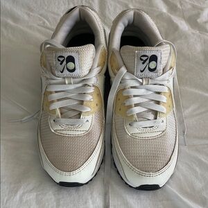 Nike Air 90 Stylish White and Cream Sneakers